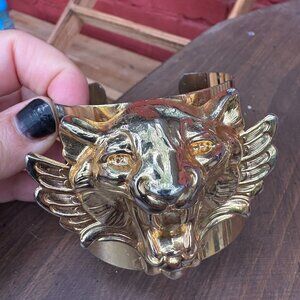 Lion Hammered Cuff Bracelet